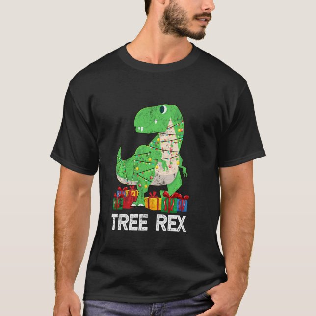 Tree Rex Funny Dinosaur  For Kids Christmas Tree T T-Shirt (Front)