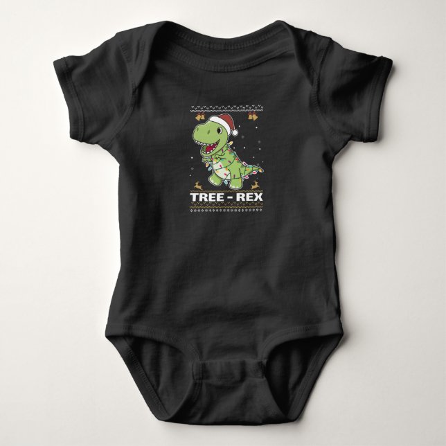 Tree-Rex Funny Dinosaur Pun T-Rex Baby Bodysuit (Front)