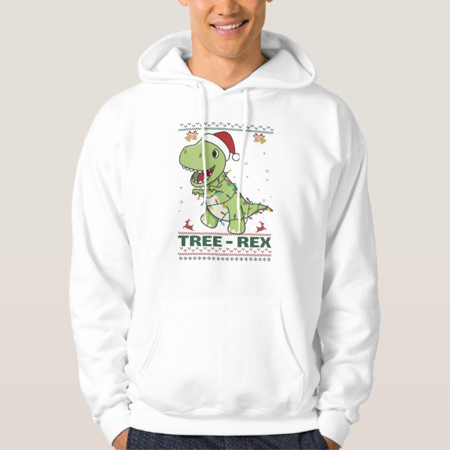 Tree-Rex Funny Dinosaur Pun T-Rex Hoodie (Front)