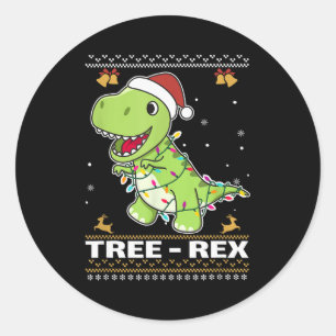 Tree Rex Funny Tyrannosaurus Rex Christmas Pun  Classic Round Sticker