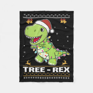 Tree Rex Funny Tyrannosaurus Rex Christmas Pun Fleece Blanket