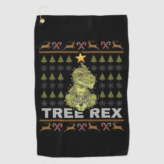 Tree Rex I Ugly Christmas Sweater   Golf Towel