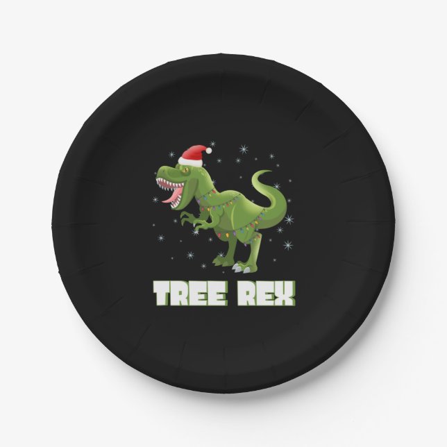 Tree Rex T-Rex Christmas   Paper Plate (Front)