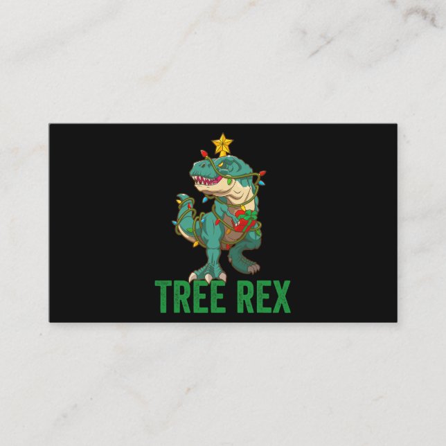 Tree Rex Tshirt as a Funny Christmas Dinosaur Tree Business Card (Front)