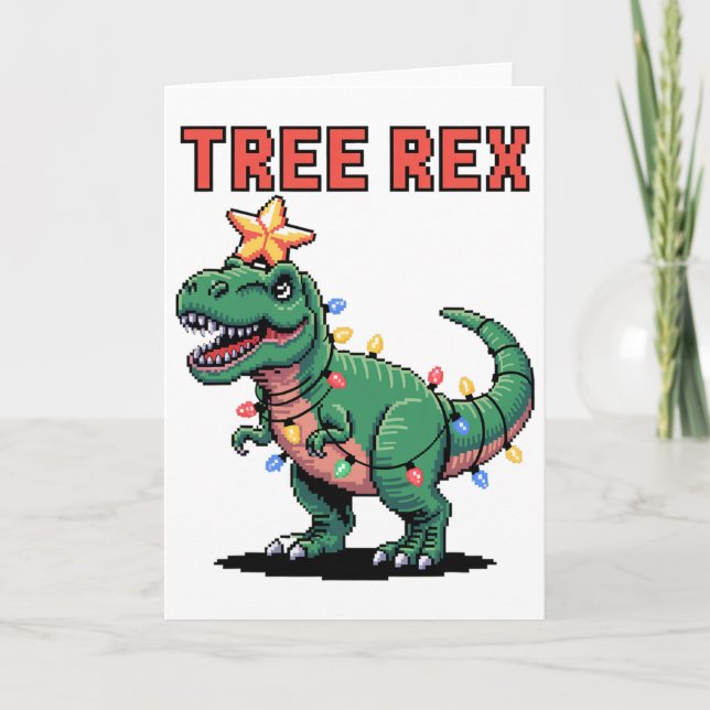 Tree Rex Ugly Christmas Sweater Dinosaur  Card (Front)