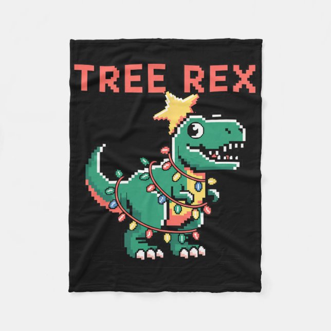 Tree Rex Ugly Christmas Sweater Dinosaur Christmas Fleece Blanket (Front)