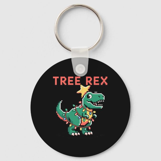 Tree Rex Ugly Christmas Sweater Dinosaur Christmas Key Ring (Front)