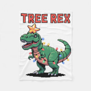 Tree Rex Ugly Christmas Sweater Dinosaur  Fleece Blanket