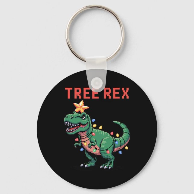 Tree Rex Ugly Christmas Sweater Dinosaur  Key Ring (Front)