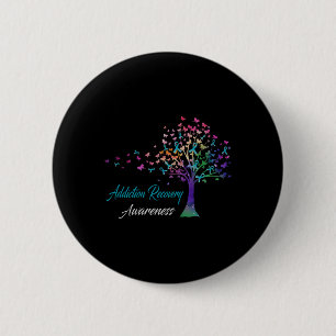 Tree Ribbon Addiction Recovery Awareness Comfort C 6 Cm Round Badge