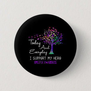 Tree Ribbon I Support My Hero Epilepsy Awareness  6 Cm Round Badge