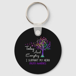 Tree Ribbon I Support My Hero Epilepsy Awareness Key Ring
