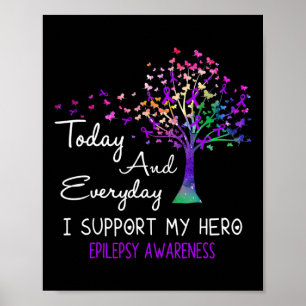 Tree Ribbon I Support My Hero Epilepsy Awareness Poster