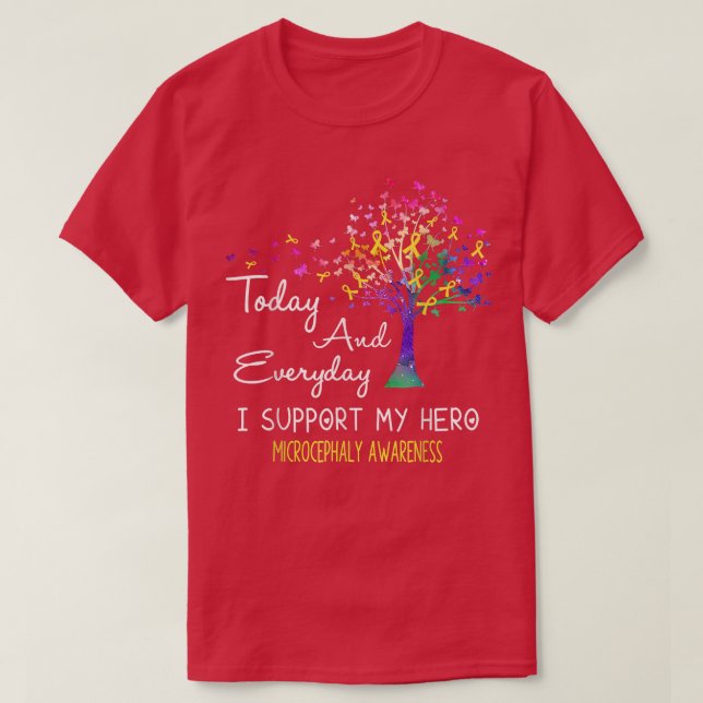 Tree Ribbon I Support My Hero Microcephaly Awarene T-Shirt (Design Front)