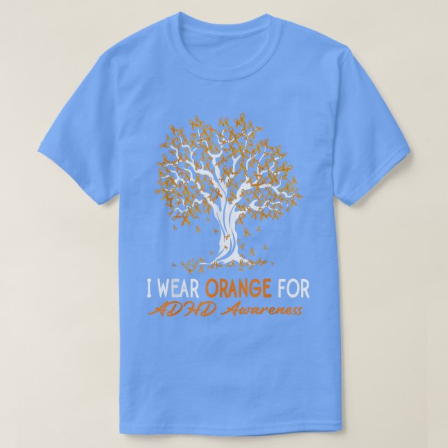Tree Ribbon I Wear Orange ADHD Awareness  T-Shirt (Design Front)