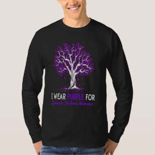 Tree Ribbon I Wear Purple Domestic Violence Awaren T-Shirt