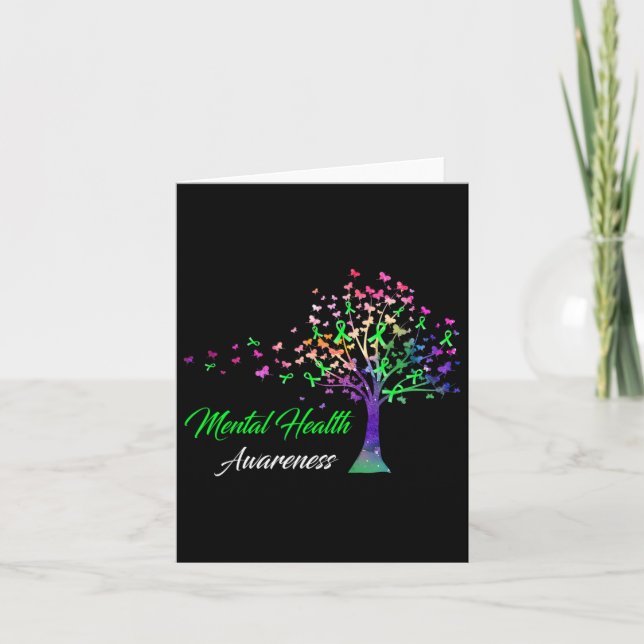 Tree Ribbon Mental Health Awareness  Card (Front)