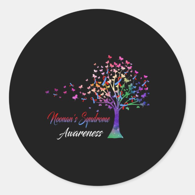 Tree Ribbon Noonan's Syndrome Awareness  Classic Round Sticker (Front)