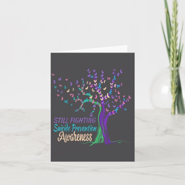 Tree Ribbon Still Fighting Suicide Prevention Awar Card (Front)