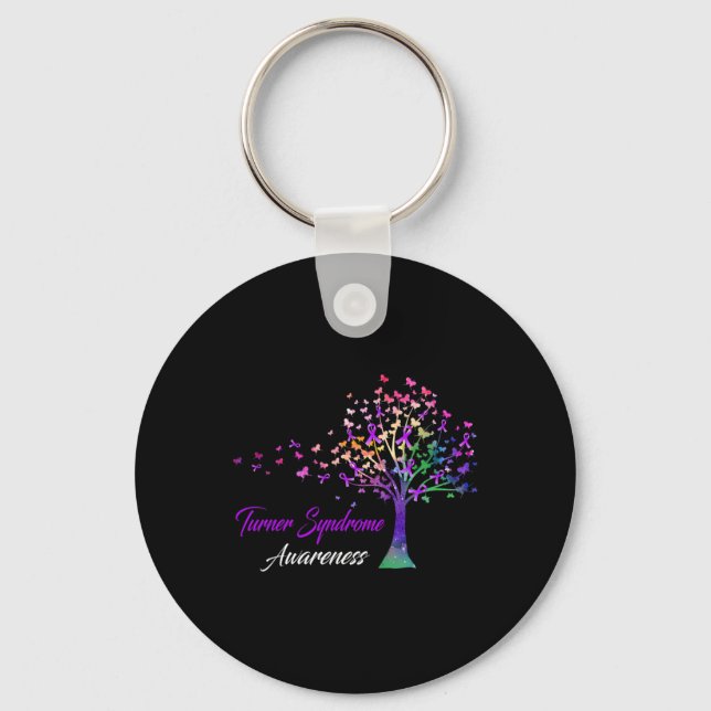 Tree Ribbon Turner Syndrome Awareness  Key Ring (Front)