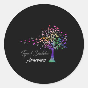 Tree Ribbon Type 1 Diabetes Awareness  Classic Round Sticker