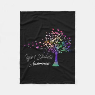 Tree Ribbon Type 1 Diabetes Awareness Fleece Blanket