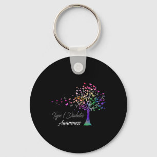 Tree Ribbon Type 1 Diabetes Awareness  Key Ring