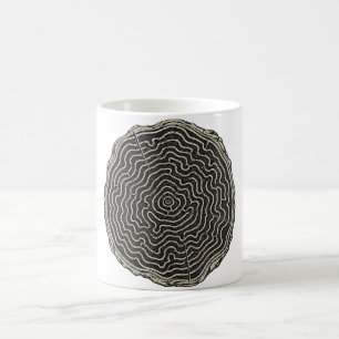 Tree Ring Maze Wood Slice Vintage Woodcut Art Coffee Mug