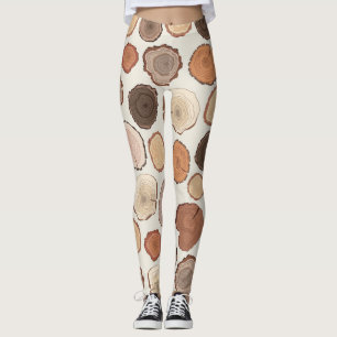 Tree Rings Forest Doodle Pattern Leggings