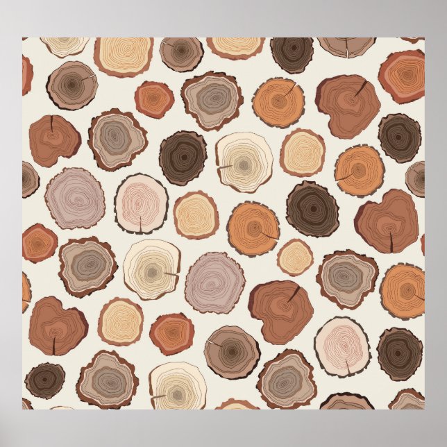 Tree Rings Forest Doodle Pattern Poster (Front)