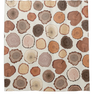 Tree Rings Forest Doodle Pattern Shower Curtain