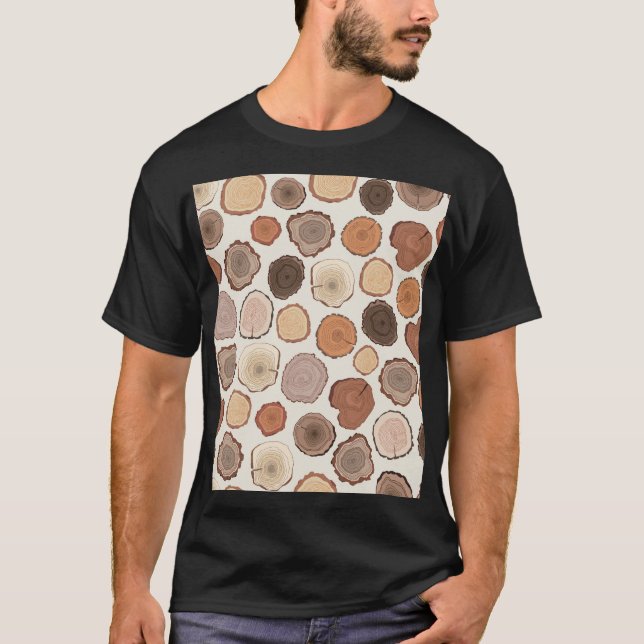 Tree Rings Forest Doodle Pattern T-Shirt (Front)