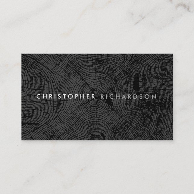 TREE RINGS in BLACK II Modern Business Card (Front)