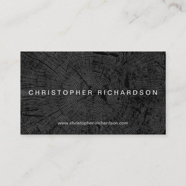 TREE RINGS in BLACK Modern Business Card (Front)