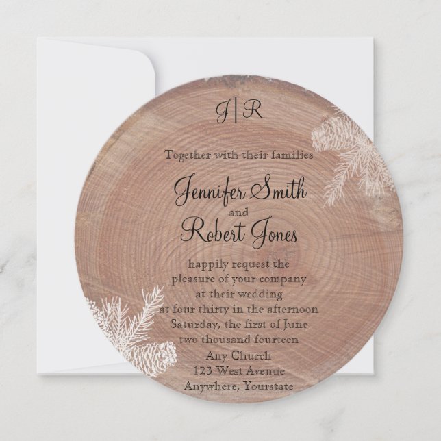 Tree Rings Rustic Country Wedding Invitation (Front)