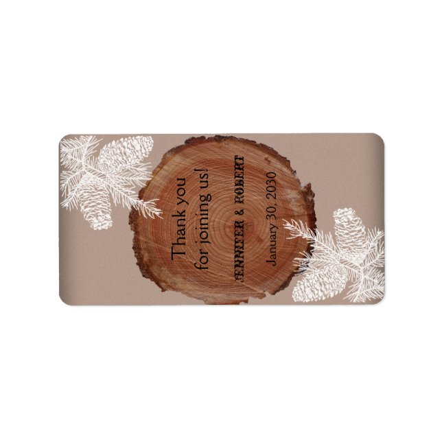 Tree Rings Rustic Country Wedding Lip Balm Label (Front)