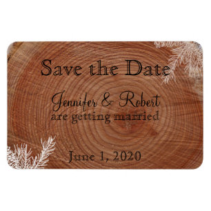 Tree Rings Rustic Country Wedding Save the Date Magnet