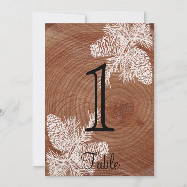 Tree Rings Rustic Country Wedding Table Number (Front)