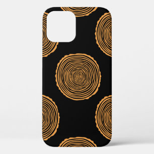 Tree Rings Seamless Pattern. Saw cut tree trunk ba iPhone 12 Case