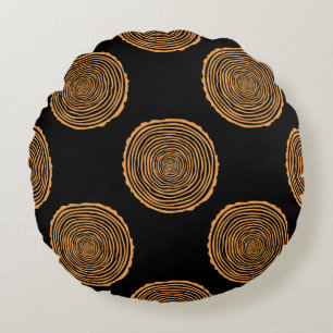 Tree Rings Seamless Pattern. Saw cut tree trunk ba Round Cushion