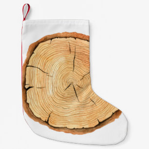 Tree rings. Watercolor illustration. hand drawn ab Small Christmas Stocking