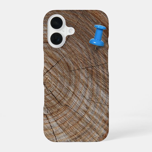 Tree Rings with thumb tack iPhone 16 Case (Back)
