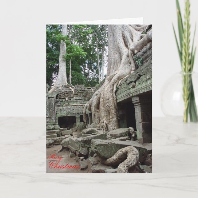 Tree roots at Ta Phrom Holiday Card (Front)