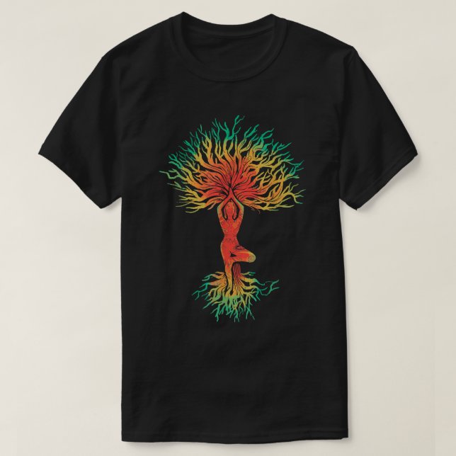 Tree Roots Night Ornament Mandala Practice Spiritu T-Shirt (Design Front)