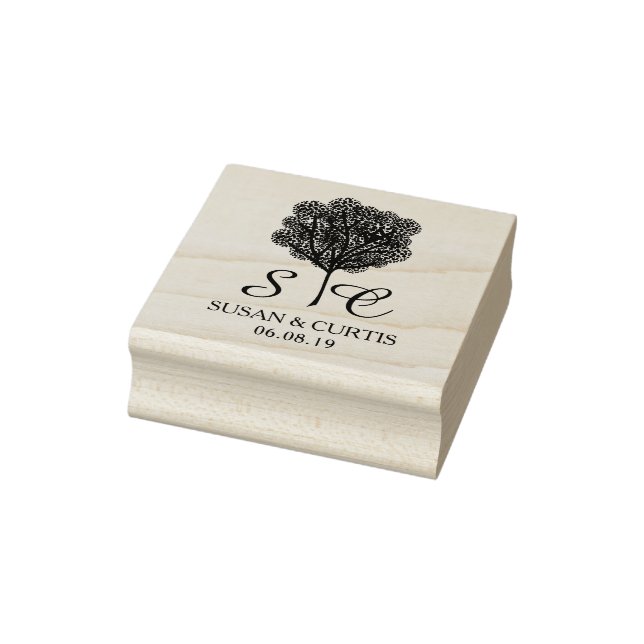 Tree Rustic Rubber Stamp Wedding Monogram (Stamp)