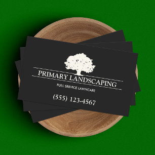 Tree Service and Lawn Care Landscaper Black Business Card