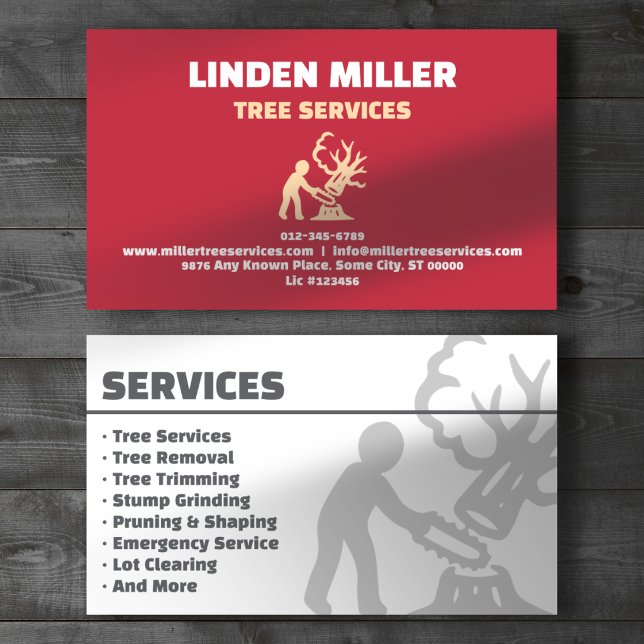 Tree Service Arborist Professional Red Business Card (Creator Uploaded)