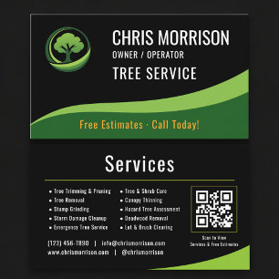 Tree Service Arborist QR Code Business Card