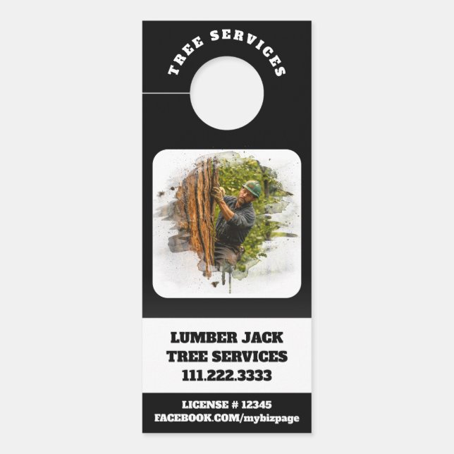 *~* Tree Services  Man QR Lumber Jack Door Hanger (Front)