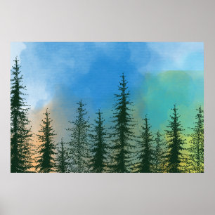 tree shadow painting poster